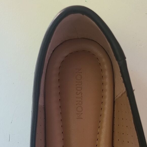 Nordstrom Ashton Perforated Leather Ballet Flat Square Toe With Bow Size 8 - Picture 14 of 14